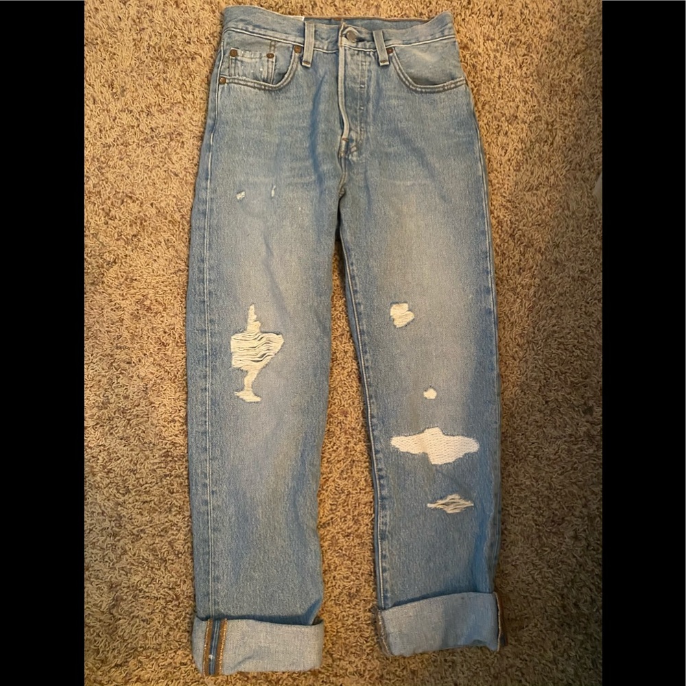 Levi’s 501 High Waisted Distressed Jeans - Picture 2 of 3